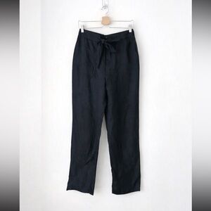 Oui 100% Linen Wide Leg Pants Black Tie Waist Relaxed Minimalist EU Size 6